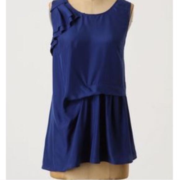 Anthropologie Edme & Esyllte Blue Silk Blouse - Picture 1 of 9